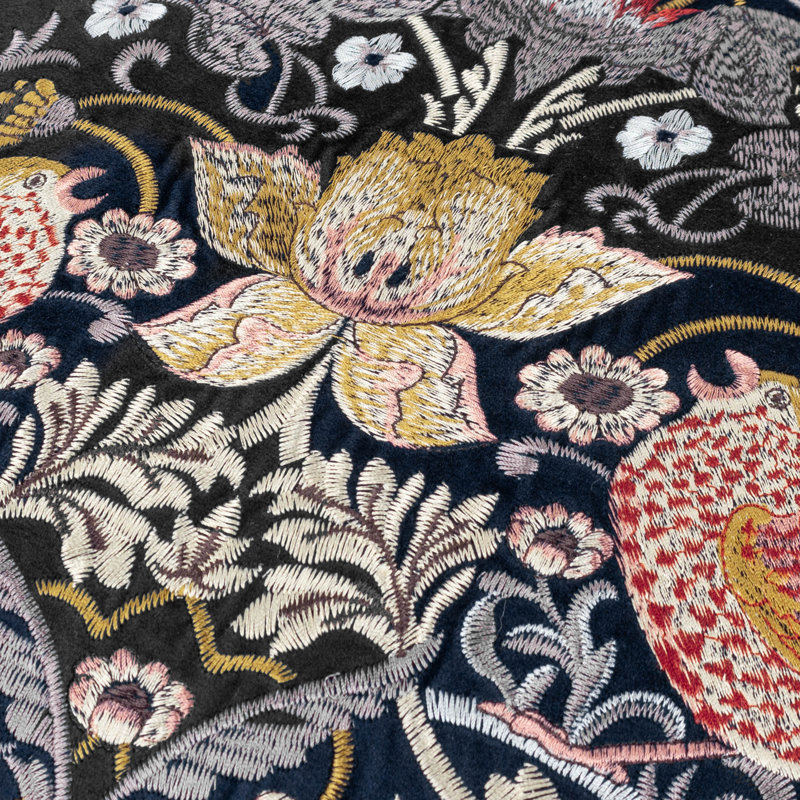 Strawberry Thief Floral Square Cushion Cover, Blue Floral