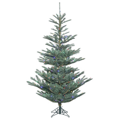 Vickerman 12'' Alberta Blue Spruce Artificial Christmas Tree, Multi-Colored Dura-Lit LED Lights