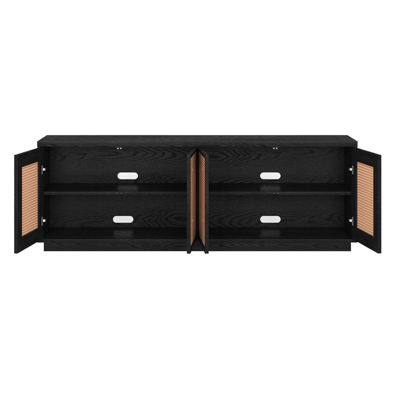 Giordano 24'' H Manufactured Wood TV Stand with Adjustable Shelves, Black/Natural