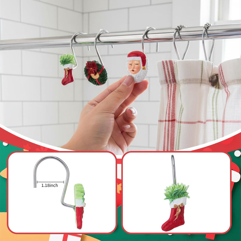 12-pack Christmas Shower Curtain Hooks