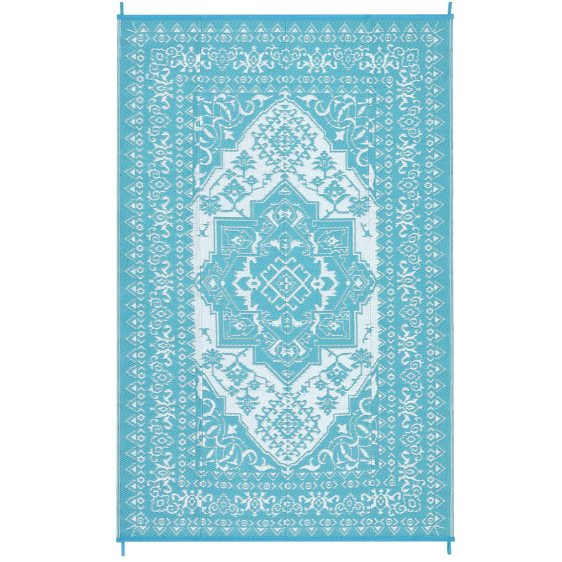 Outdoor Waterproof Plastic Straw Rug,Country Vintage Floral Carpet for RV,Patio,Backyard, Rectangle 5' x 8'