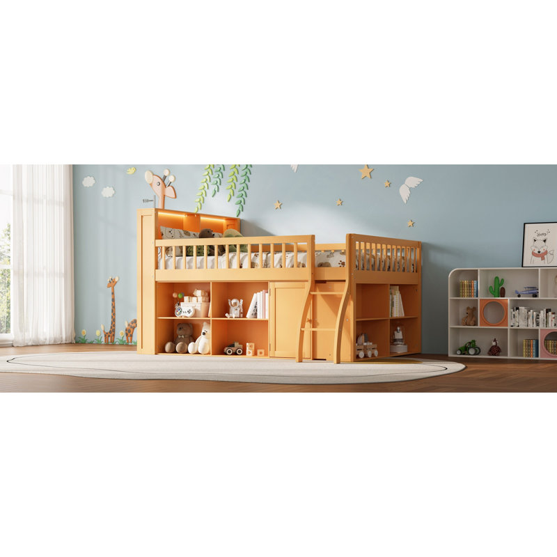 Lit mezzanine avec rangement, tête de lit avec lumière DEL