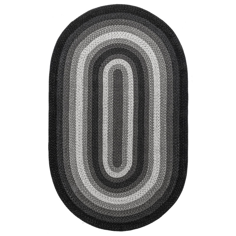 Tapis intérieur / extérieur gris anthracite Fieldon, Ovale 4 pi x 6 pi