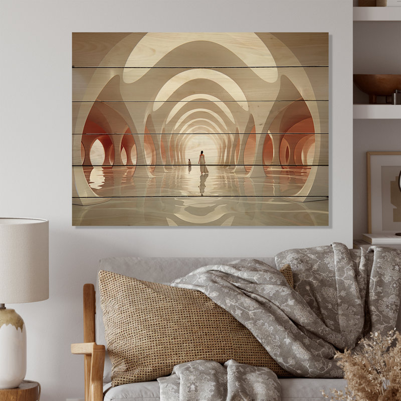 White Tunnel Contemporary Path - impression sur bois naturel, H 30 po x l 40 po x P 0,78 po