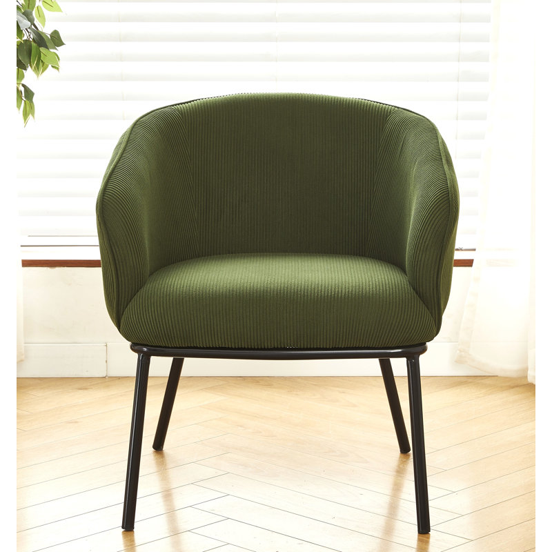 Corduroy upholstery metal leg armchair, Green Corduroy