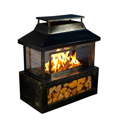 Walpurga Rectangular Steel Wood Burning Smokeless Outdoor Fireplace
