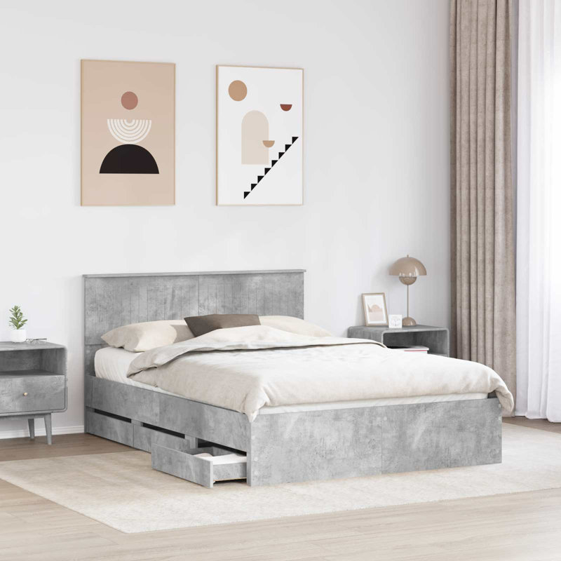 Bed, European Double (140 x 200 cm), Concrete Grey