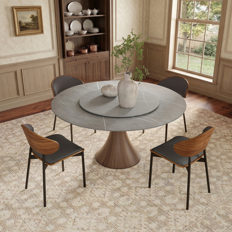 Ensemble de table de salle à manger à piédestal 4/6/8 places Swanigan, H 30 po x L 53 po x l 53 po, 5