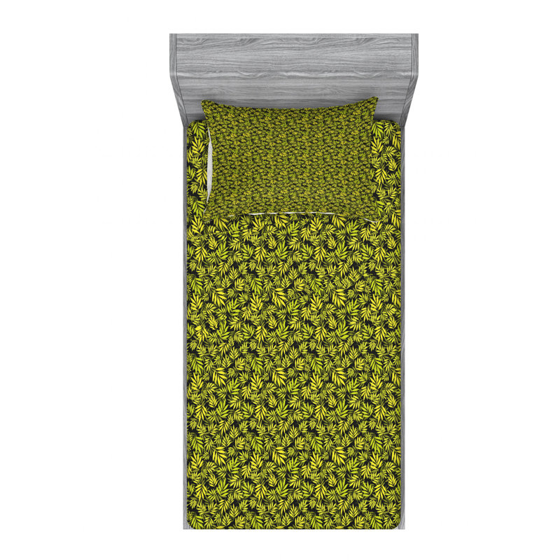 Microfiber Animal Print Sheet Set, Twin Sheet Set with Fitted Sheet, Leaves Floral