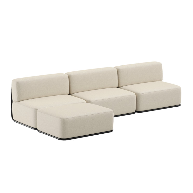 Raw Sofa 3 Seater + Pouf L, Beige