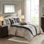 Édredon très grand - bleu marine avec coussins décoratifs de 16 po et taies décoratives pour chambre à coucher,-138409277