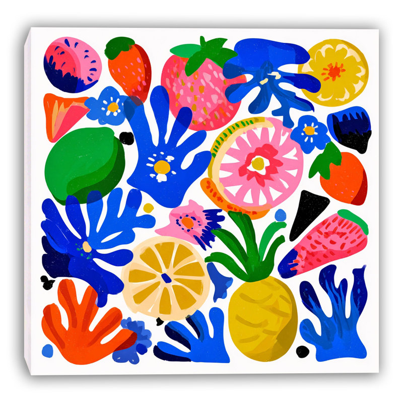 Art mural sur toile Whimsical Tropical Harvest, l 40 po x H 40 po x P 1,5 po