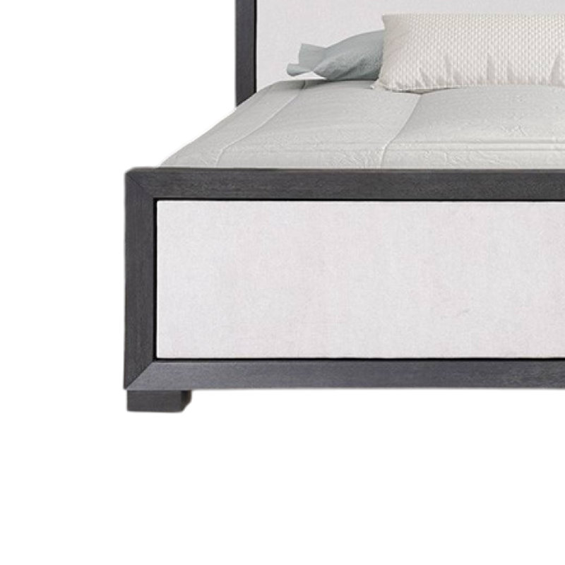 Kizie Bed, Modern Upholstered Tawny Solid Wood, King, Black/White