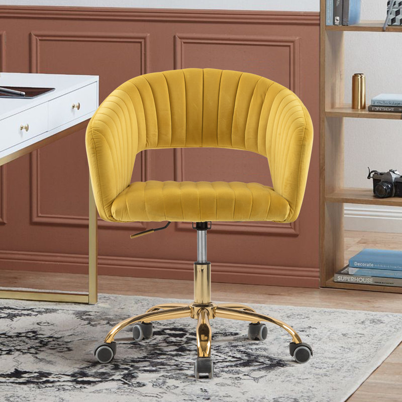 Chaise de travail en velours, Jaune