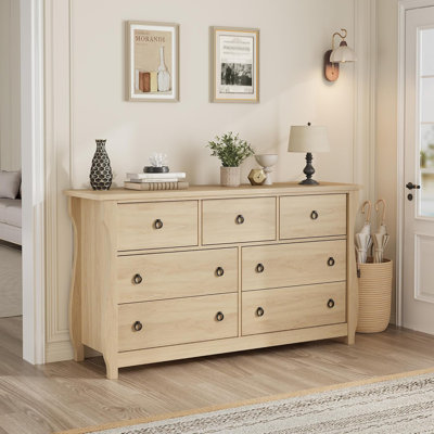 Commode 6 tiroirs en bois blanc, commode de rangement de 47 pouces pour la chambre à coucher, le salon ou le vestibule
