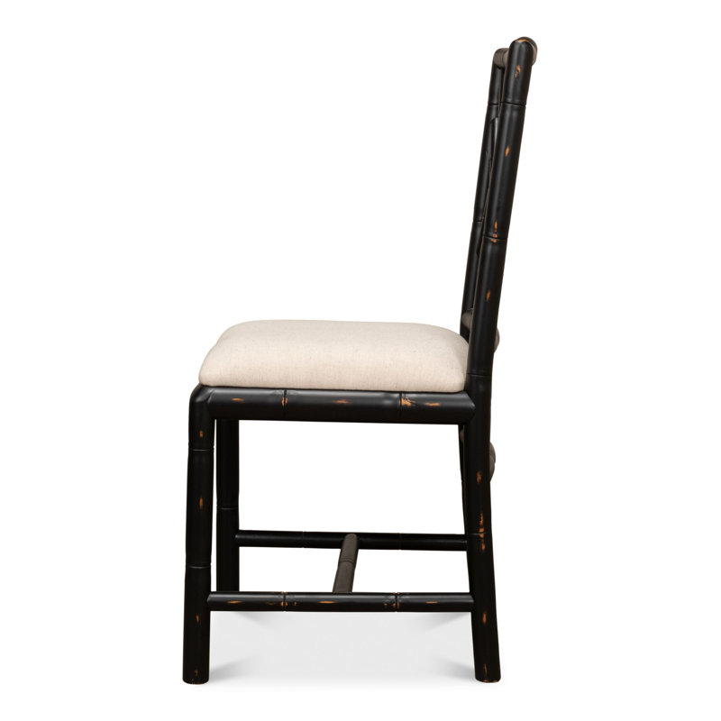 Brighton Fabric Cross Back Side Chair in Beige, Black