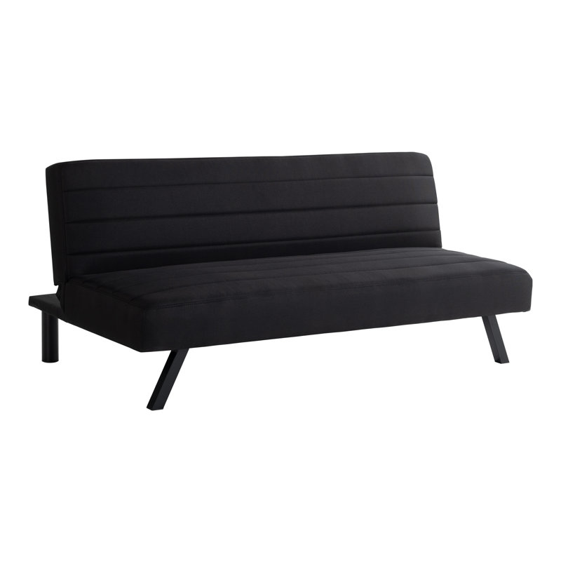 Serta Nova Scotia 66.1" Metal Leg Convertible Sofa, Horizontal Channel Tufting, Easy Assembly, Black Polyester