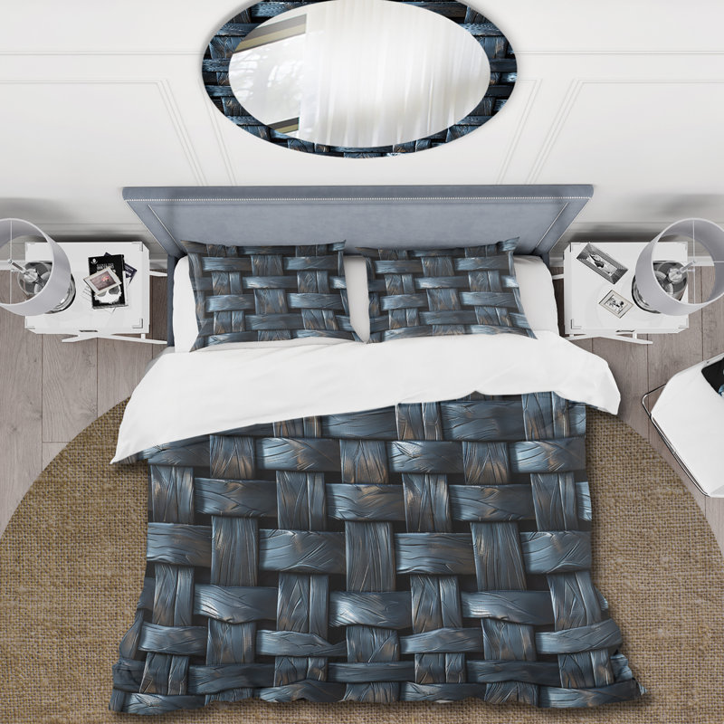 Ensemble de housse de couette noir Midcentury Basketweave I - Midcentury, Housse de couette pour grand lit + 2 taies décora