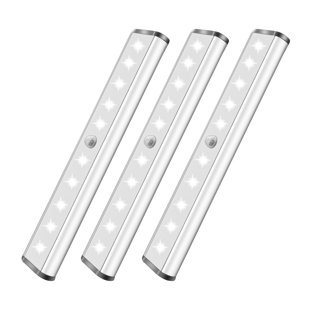 Luminaire d'armoire de 7,48 po à 10 lumières à DEL sans fil avec capteur de mouvement rechargeable LEPOTEC (Ensemble de 3)