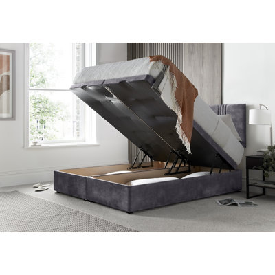 New Empire Conistan Upholstered Ottoman Storage Bed with Panel Headboard & Gas Lift