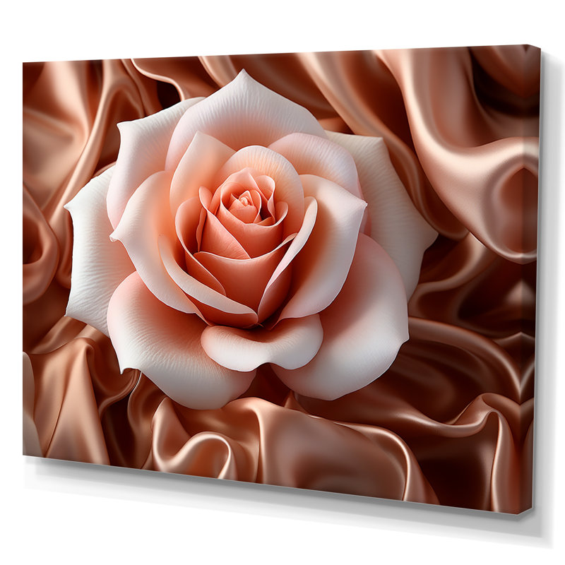 «Exquis Blossoming Pink Rose Glam Elegance I», reproduction, H 16 po x l 32 po, Cadre photo blanc