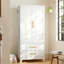 Garde-robe en métal avec 2 portes et tiroirs (71 po de hauteur), finition acier laminé à froid blanc