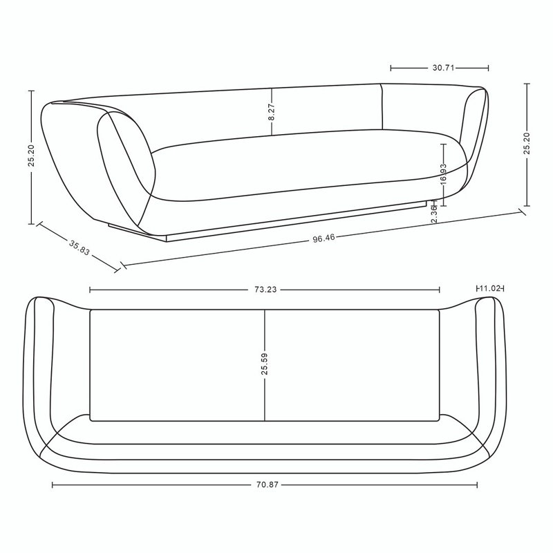 Hervie 96.46'' Round Arm Sofa, Cream Boucle