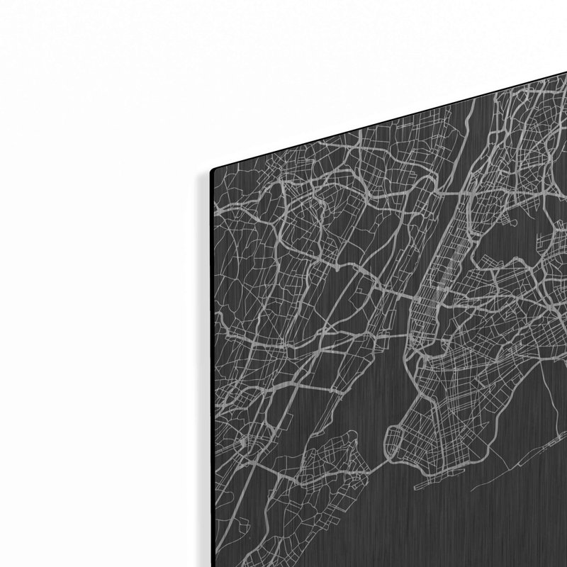 «NYC Gray Map» par Seven Trees Design, art mural en métal, H 16 po x l 12 po