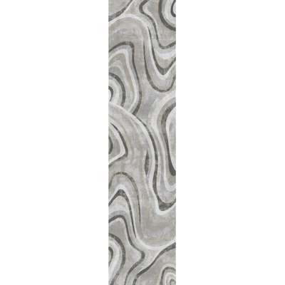 Cherrel Abstract Machine Woven Polypropylene Area Rug in Gray