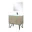 Ensemble de meuble-lavabo rustique en acacia l 36 po x P 20 po, plateau en quartz blanc, robinet en métal et miroir 28 po-742902992