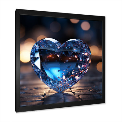 «Blue Neon Heart Shape - Abstract Shapes», impressions d'art mural FDP107253