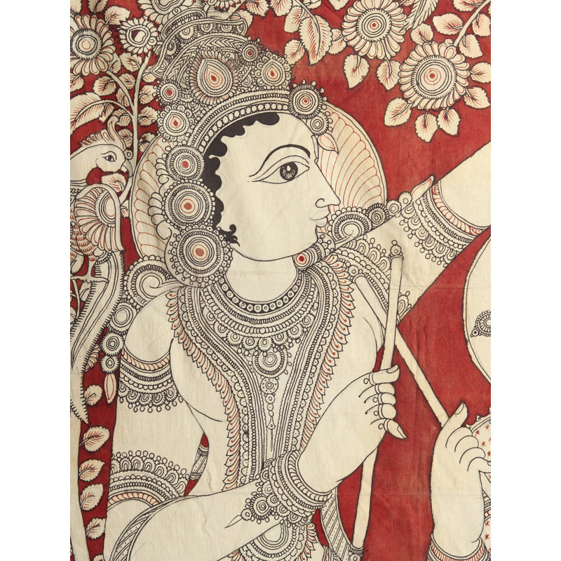 Radha Krishna dansant | Kalamkari, peinture sur coton