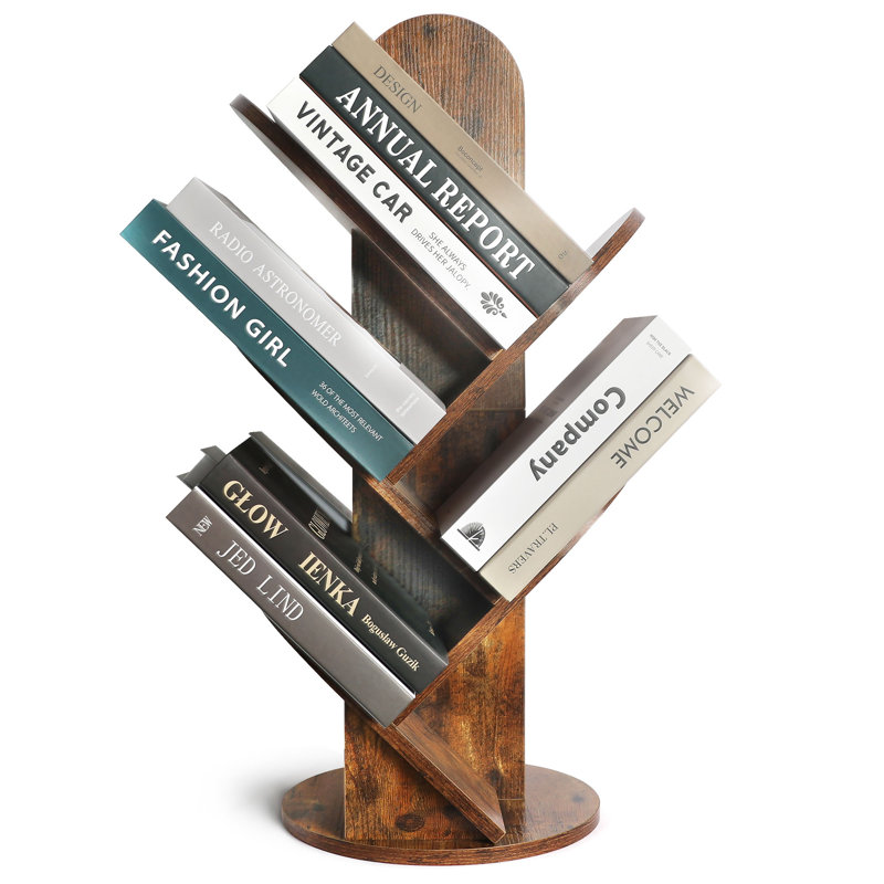 Small Bookcase, Desktop Display Bookshelf for Small Space, Book Organizer, Brown