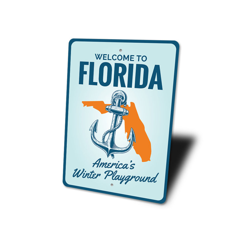Panneau en aluminium «Florida Welcome», H 18 po x l 12 po x P 0,06 po