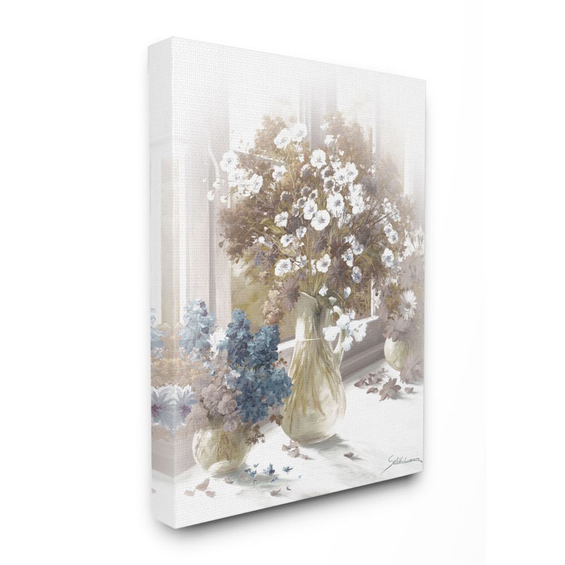 «Flower Vase Vintage Sepia» par Heinz Schollehammer, impression d'art graphique, H 48 po x l 36 po x P 1,5 po, Toile tendue