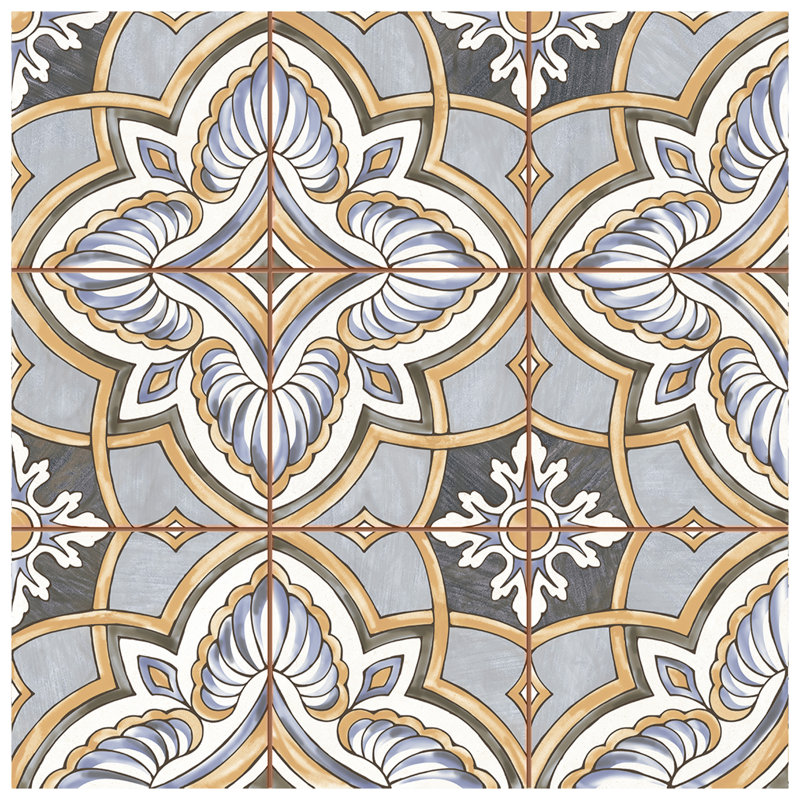 Harmonia 13" x 13" Ceramic Patterned Wall & Floor Tile, Blue