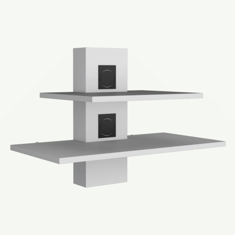 Floating Shelf, 2 Tier-Shelf Wall Unit With Cable Management