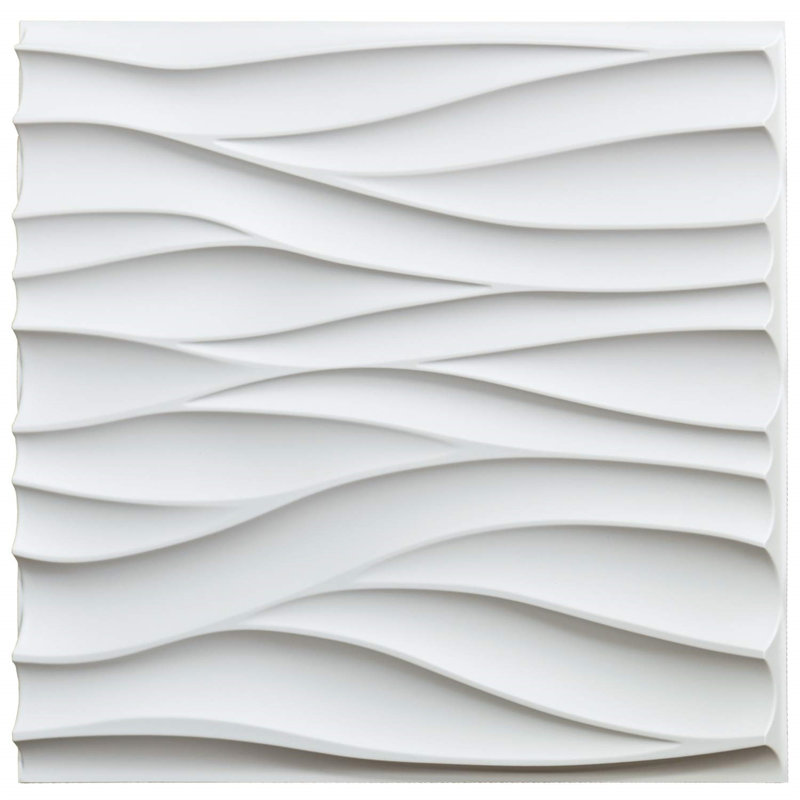 3D Wavy Pvc Wall Panel In Matt White Cover 2.97 Sq Meter, For Interior Wall Décor In Living Room,Bedroom,Lobby,Office,Shopping Mall,12Pcs