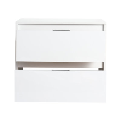 24" Glossy White Wall Cabinet For Bathroom, 2 Soft Drawers, Floating Design, Ideal Bathroom Storage Vision Anticipation