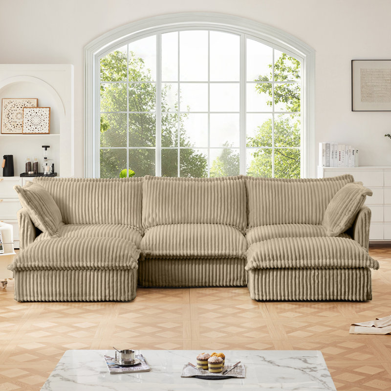 Canapé modulaire confortable avec plusieurs coussins pour le salon, Chameau
