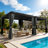 10 x 10ft Louvered Metal Pergola with Adjustable Roof, Waterproof Outdoor Gazebo, Rust-Resistant Patio Shelter with Privacy Curtains & Mosquito Netting for Deck, Backyard & Garden-124584296