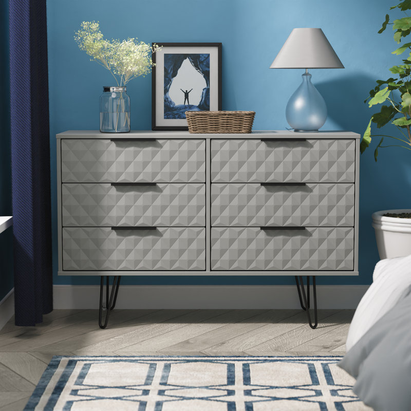 Talita 115cm W 6 - Drawer Chest of Drawers, Grey
