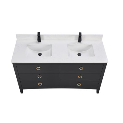 Newnam 60" Oak Double Bathroom Vanity