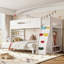 Lit simple superposé au-dessus de grand lit simple avec garde-robe intégrée, rangement et escalade enfantine, fabrication en bois massif (sans matelas)-132915887