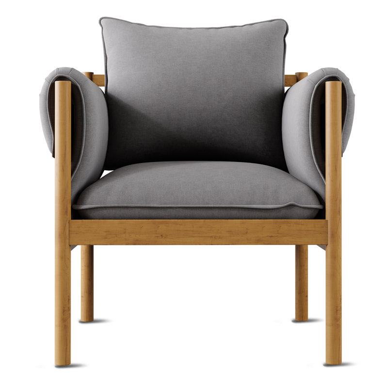 Fauteuil d'appoint 33 po Mid-Century, Mélange de coton gris