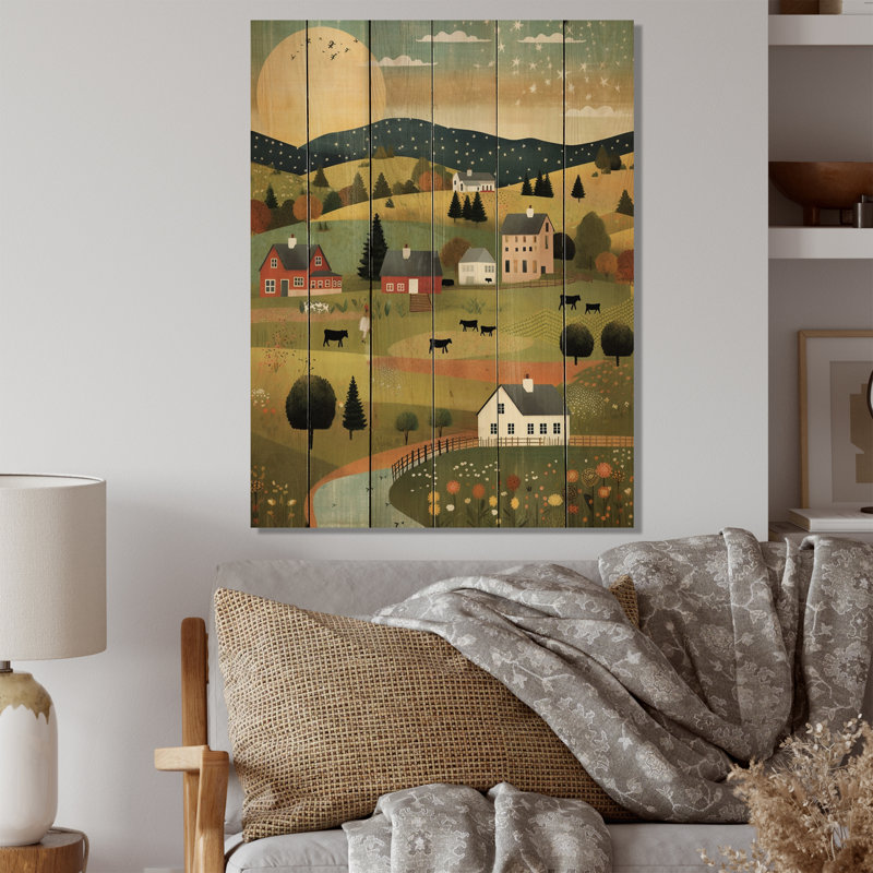 Country Vistas - Impression campagne sur bois de pin naturel, H 20 po x l 10 po x P 0,78 po