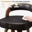 Ensemble de 2 tabourets de bar pivotants, tabourets de bar pour îlot de cuisine, tabourets de bar noirs revêtus de similicuir et pieds en bois massif, VF