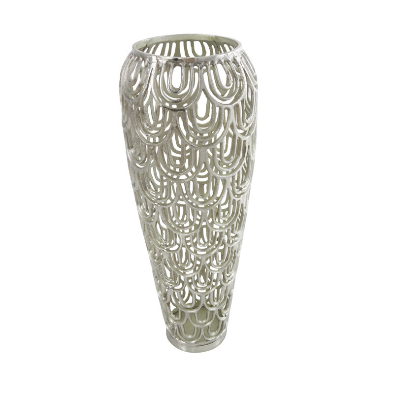 Gathel Arched Geometric Floor Vase, 25.1" H x 9.45" W x 9.5" D, Silver