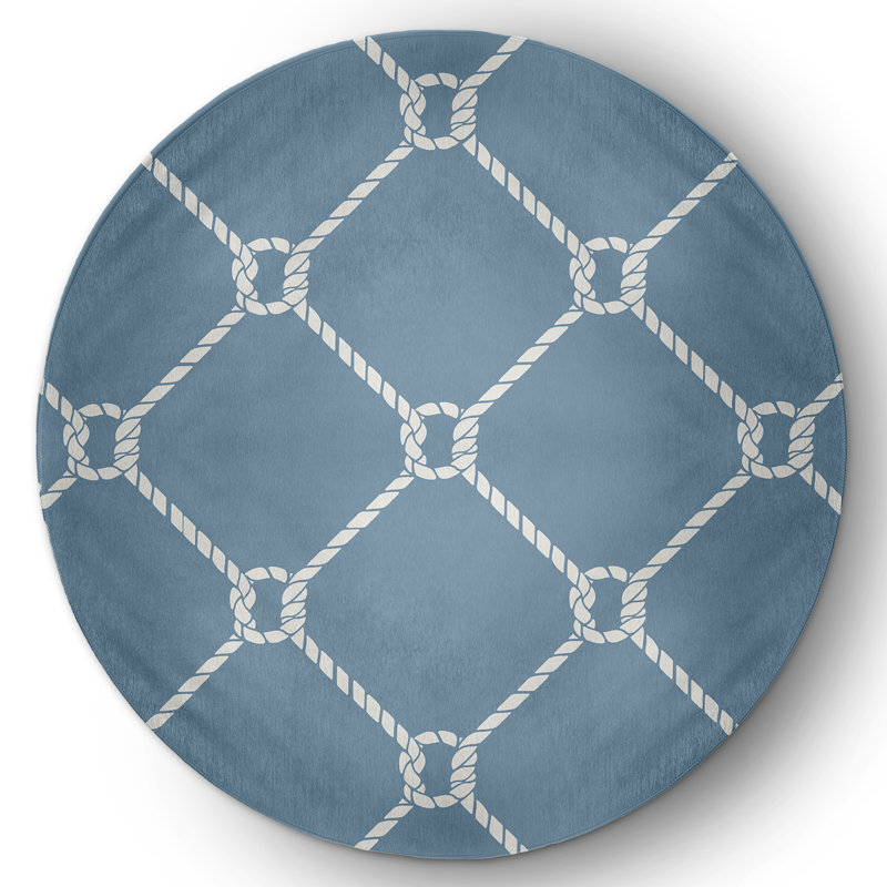 Tapis intérieur / extérieur gris foncé Strissel, Rond 5 pi