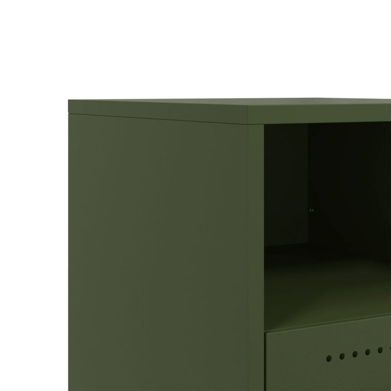 Ameara 36cm W Steel Bedside Table, Olive Green